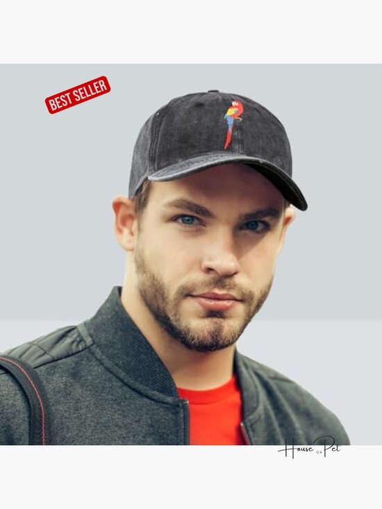Embroidered Baseball Cap Vintage Washed Distressed Denim Adult